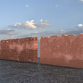 Red Brick Building Exterior Wall With Weathered Textured Surface And Blue Sky
