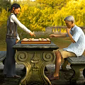 Modern Double Chess Game Chess Chinese Chess Board 3d model