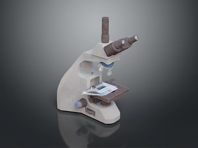 Professional Laboratory Microscope With Binocular Eyepieces And Glass Slide On Stage 3d model