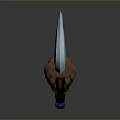 Enchanted Ice Blade with Transparent Blue Edge and Brown Horned Beast Handle