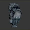 Blue Horned Armored Creature Character With Muscular Build Claws And Abdominal Orbs