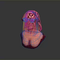 3D Female Character Bust With Blonde Hair Glasses And Red Top Details