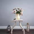 Elegant Commercial Decorative Equipment With Vase Pink Flowers Stone Table And Lanterns