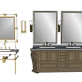Various Bathroom Vanity Designs With Mirrors Double Sinks And Cabinets 3d model