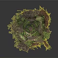 Ancient Stone Tower Covered With Moss And Surrounded By Vines 3d model