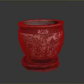 Handcrafted Ceramic Sculpture Carving With Intricate Painted Patterns And Decorative Base