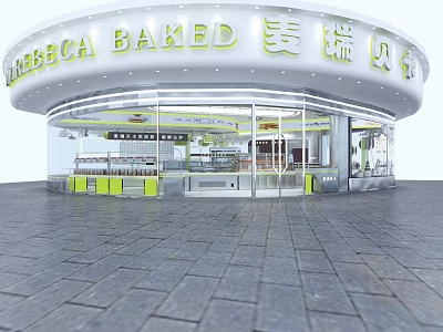 Rebecca Baked Bakery Shop in Mall with Glass Storefront and Bright Signage 3d model