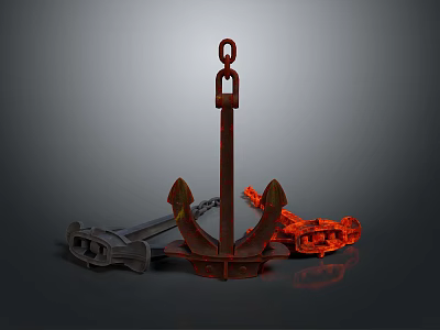 Red Decorative Anchor With Chain And Metal Parts For Home Living Decoration 3d model Red Decorative Anchor With Chain And Metal Parts For Home Living Decoration 3d model