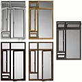 Durable Casement Windows Featuring Various Frame Designs and Clear Glass Panels 3d model