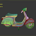 Vintage Light Blue Scooter with Rusty Body and Black Seat on Gray Background