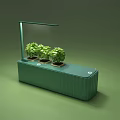 Decorative Ornament Set with Green Container Three Green Plants and Overhead Light 3d model