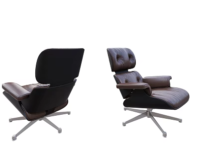 Leather Office Chair With High Back Armrests And Metal Base Casters 3d model
