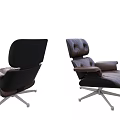 Leather Office Chair With High Back Armrests And Metal Base Casters 3d model