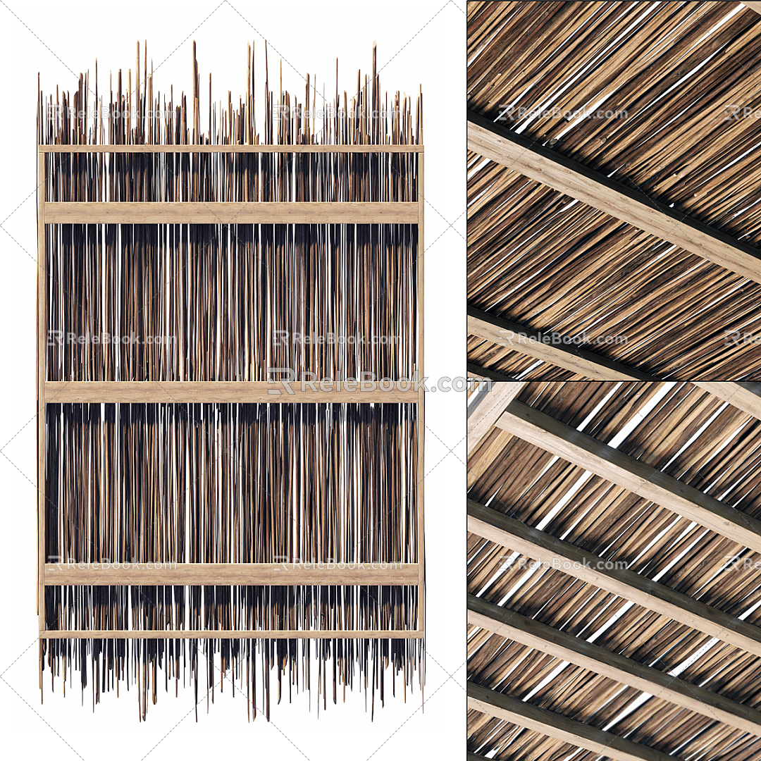 Modern suspended ceiling wood strip roof wood strip wood roof wood grid 3d model