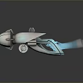 Futuristic Single Person Vehicle With Streamlined Cockpit And Blue Thruster Design