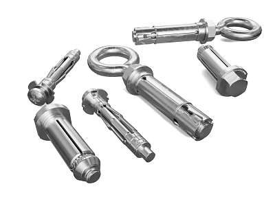 Different Types of Metal Expansion Bolts with Various Sizes and Designs 3d model