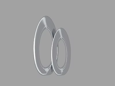 Silver Oval Ring Shaped Two Piece Decorative Ornament Set For Modern Home Decor 3d model