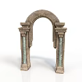 Classical Stone Archway Structure With Carved Columns And Intricate Design Details 3d model
