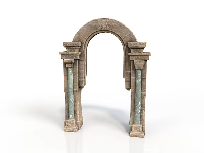 Classical Stone Archway Structure With Carved Columns And Intricate Design Details 3d model