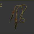 Twin Daggers With Red Accents Black Blades And Chain Weapon Design