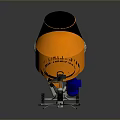 Orange Concrete Mixer With Blue Components Metal Stand And Wheels For Construction Use