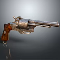 Classic Vintage Revolver With Engraved Metal Body And Wooden Grip Details