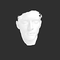 White 3D Digital Male Head Model Sculpted Face on Black Background 3d model