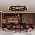 Traditional Private Room Interior With Chandelier And Seating 3d model