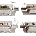 Modern Double Bed Designs With Decorative Pillows Bedside Tables And Green Plants