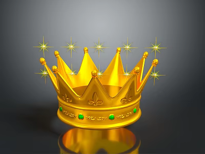 Elegant Golden Crown Fashion Accessory With Green Gemstones And Star Decorations 3d model