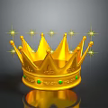 Elegant Golden Crown Fashion Accessory With Green Gemstones And Star Decorations