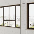 Casement Windows Installed On Grey Concrete Wall With Urban View And Greenery