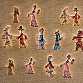 Traditional Chinese Shadow Puppet Characters In Colorful Costumes And Poses