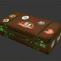 Vintage Leather Suitcase With Decorative Travel Stickers And Brass Lock Details For Living Essentials