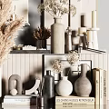 Modern Luxury Decorative Ornament Set With Dried Pampas Grass Vases Candles And Sculptures