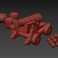 Modern Cannon Ancient Cannon 3d model