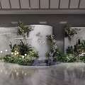 WALCOM Photo Check in Spot with White Curved Walls Green Plants and Lighting