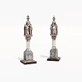 Pair Of Vintage Decorative Lanterns With Carved Details And Square Bases