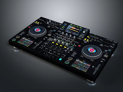 Professional DJ Controller With Black Design Turntables Knobs Buttons And Display Screen 3d model