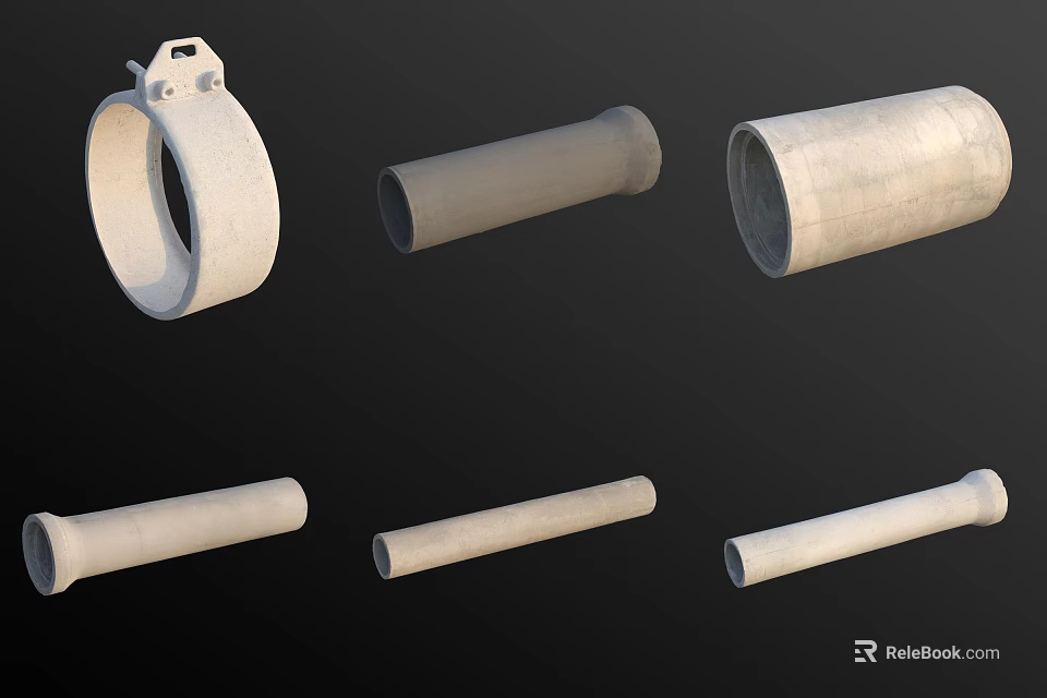 Various Types Of Concrete Pipes With Different Sizes For Construction Use 3d model 
