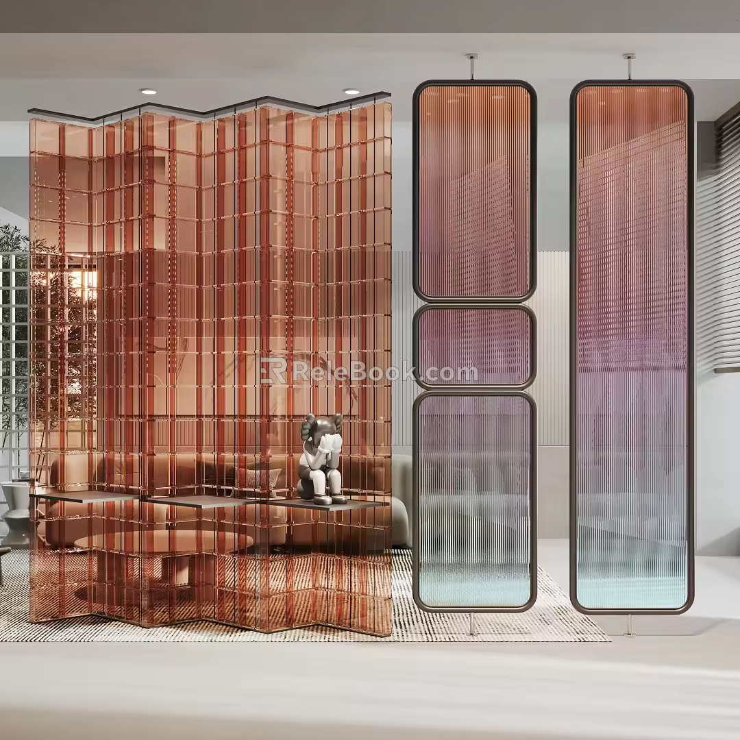 Modern partition glass screen partition 3d model