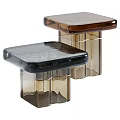 Modern Coffee Table Design With Black And Brown Glass Top And Transparent Base