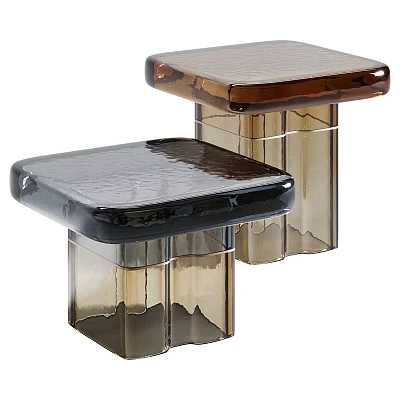 Modern Coffee Table Design With Black And Brown Glass Top And Transparent Base 3d model
