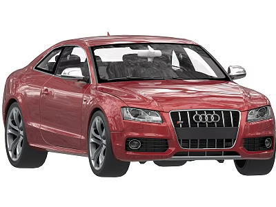 Red Audi Coupe Car With Sporty Front Grille And Headlights Design 3d model