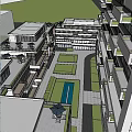Modern Apartment Building Exterior Design With Green Courtyard And Glass Balconies