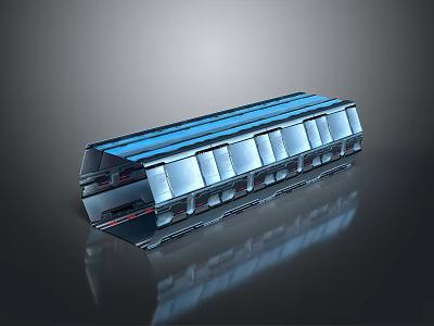 Advanced Futuristic Interstellar Spacecraft Module With Blue Top And Silver Structure Design 3d model