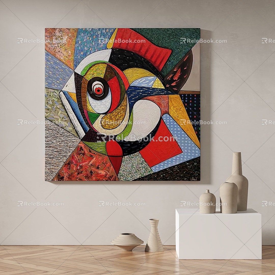 Modern minimalist abstract decorative painting 3d model