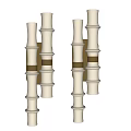 Bamboo Shaped Wall Lamps With Segmented White Bodies And Brown Accent Rings