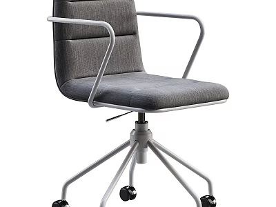 Modern Gray Fabric Office Chair with Armrests and Five Star Base on Wheels 3d model