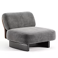Modern Light Gray Fabric Single Sofa With Brown Armrest And Black Base